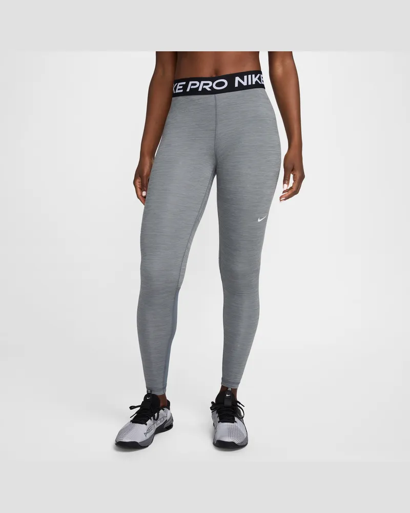 Nike Pro Leggings mit mittelhohem Bund und Mesh-Einsatz für Damen - Grau Grau