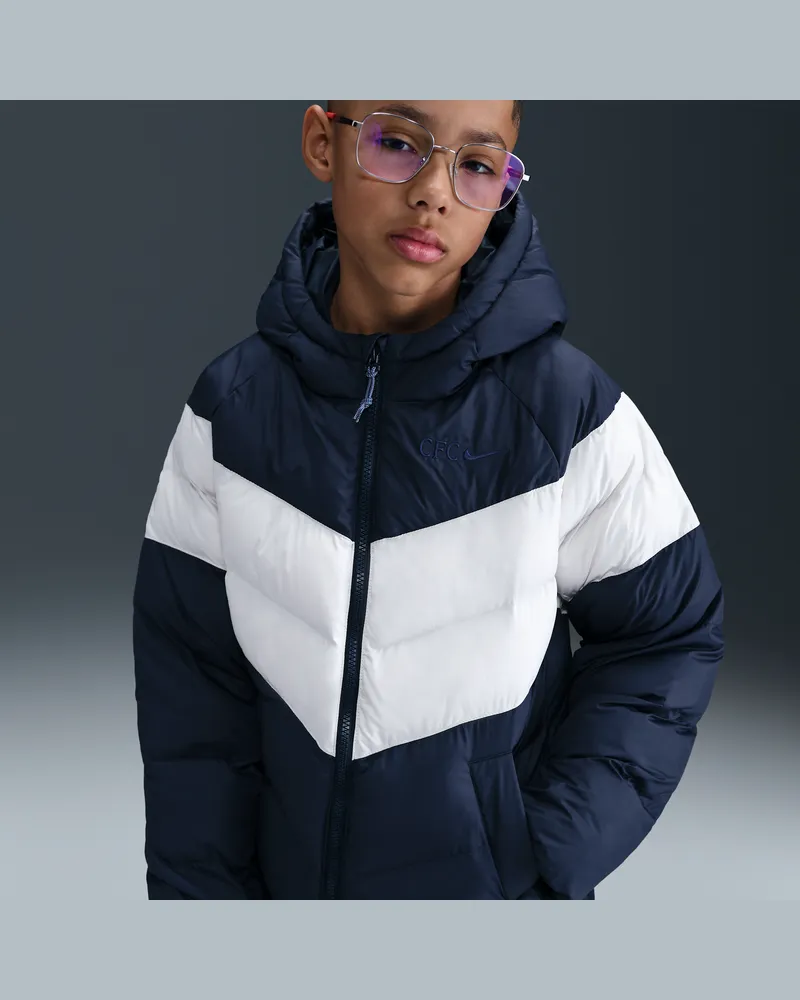 Nike Chelsea FC  Fußballjacke mit Kapuze und Synthetikfüllung für ältere Kinder - Blau Blau