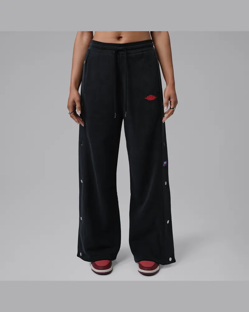 Jordan Flight Fleece Hose aus French Terry mit Druckknöpfen (Damen) - Schwarz Schwarz