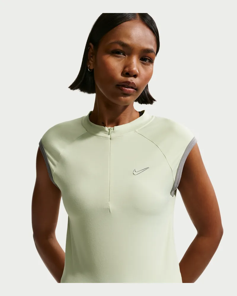 Nike ärmelloses Oberteil mit Viertelreißverschluss und enger Passform (Damen) - Grün Grün