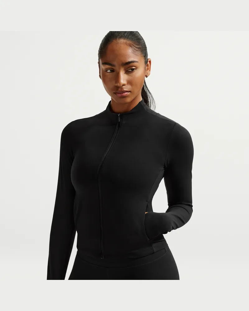 Nike Zenvy Dri-FIT Jacke mit durchgehendem Reißverschluss (Damen) - Schwarz Schwarz