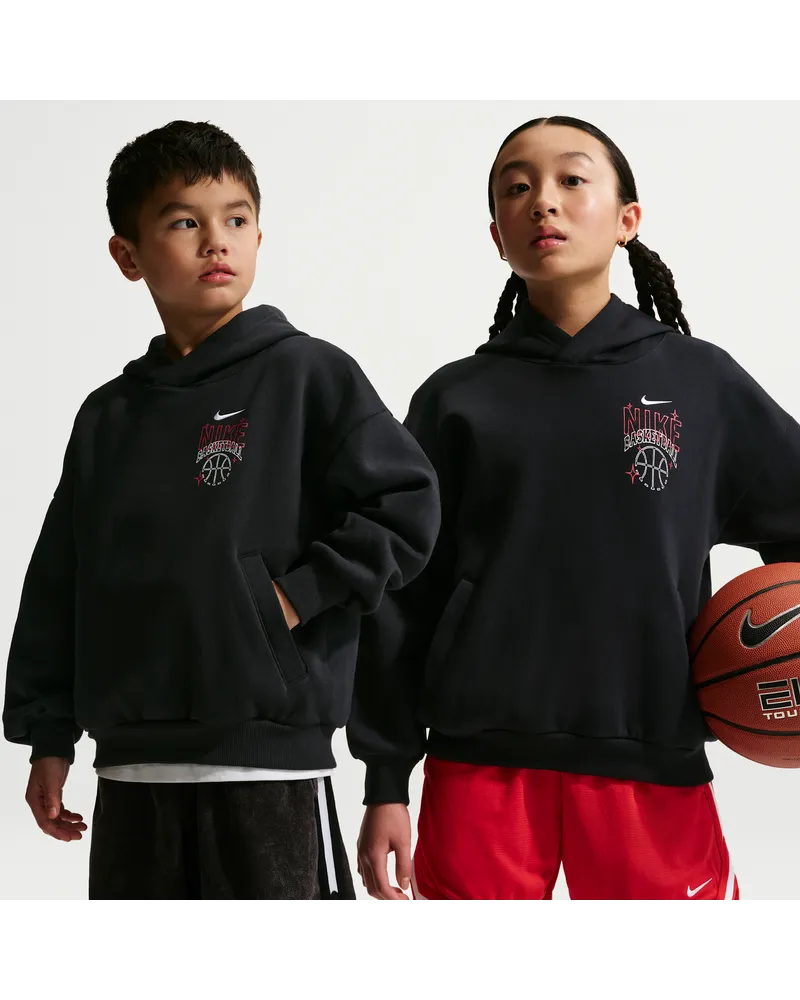 Nike Oversize-Basketball-Hoodie aus Fleece (ältere Kinder) - Schwarz Schwarz