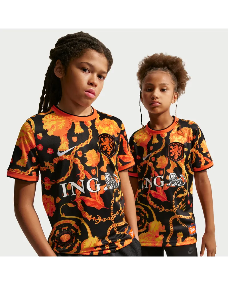 Nike Niederlande x Patta Kurzarm-Fußballoberteil für ältere Kinder - Schwarz Schwarz