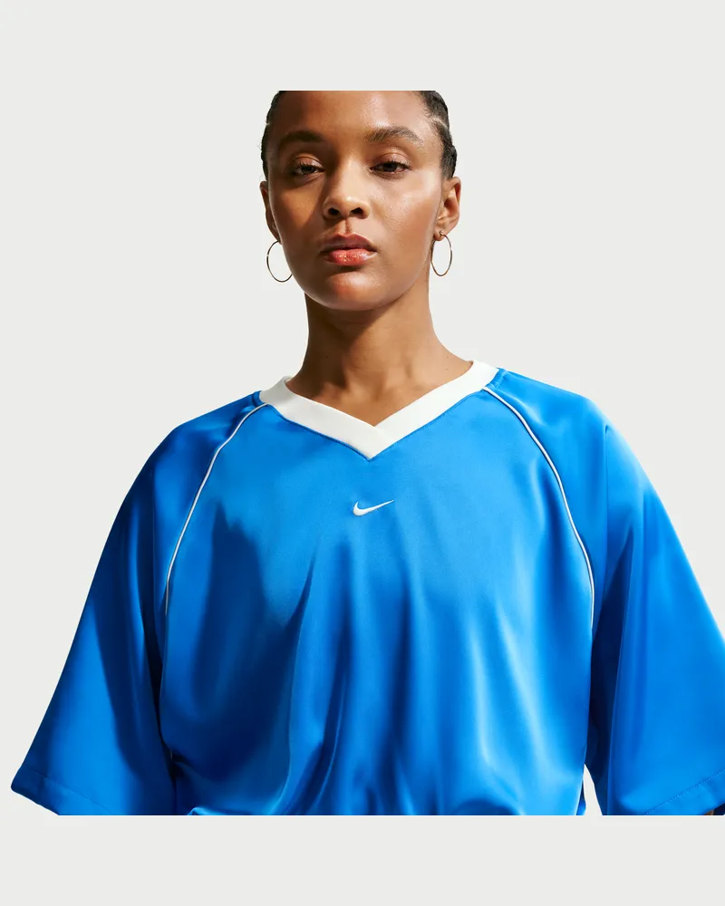 Nike Oversize-Oberteil aus Satin (Damen) - Blau Blau