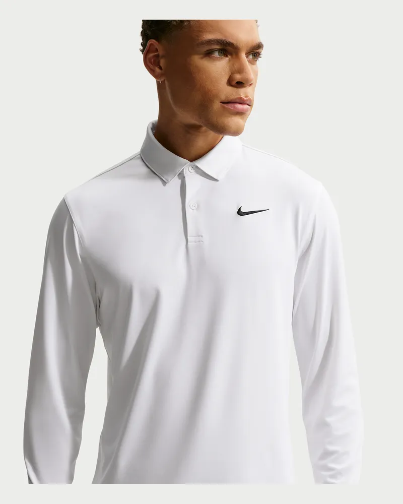 Nike Velocity Dri-FIT Langarm-Golf-Poloshirt mit Logo auf der Brust (Herren) - Weiß Weiß