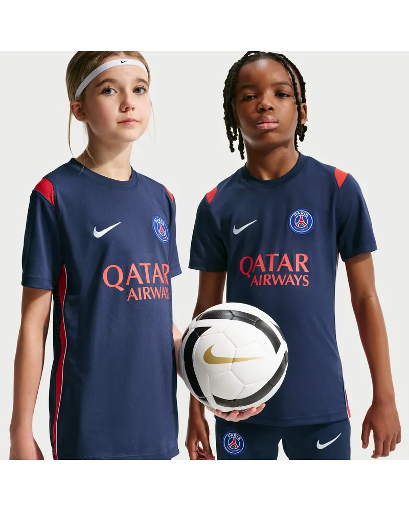 Nike Paris Saint-Germain Academy Pro  Dri-FIT Kurzarm-Fußballoberteil aus Strickmaterial (ältere Kinder) - Blau Blau