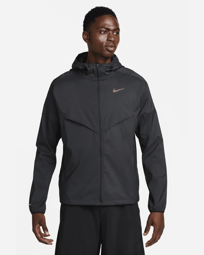 Nike Windrunner Repel-Laufjacke für Herren - Schwarz Schwarz