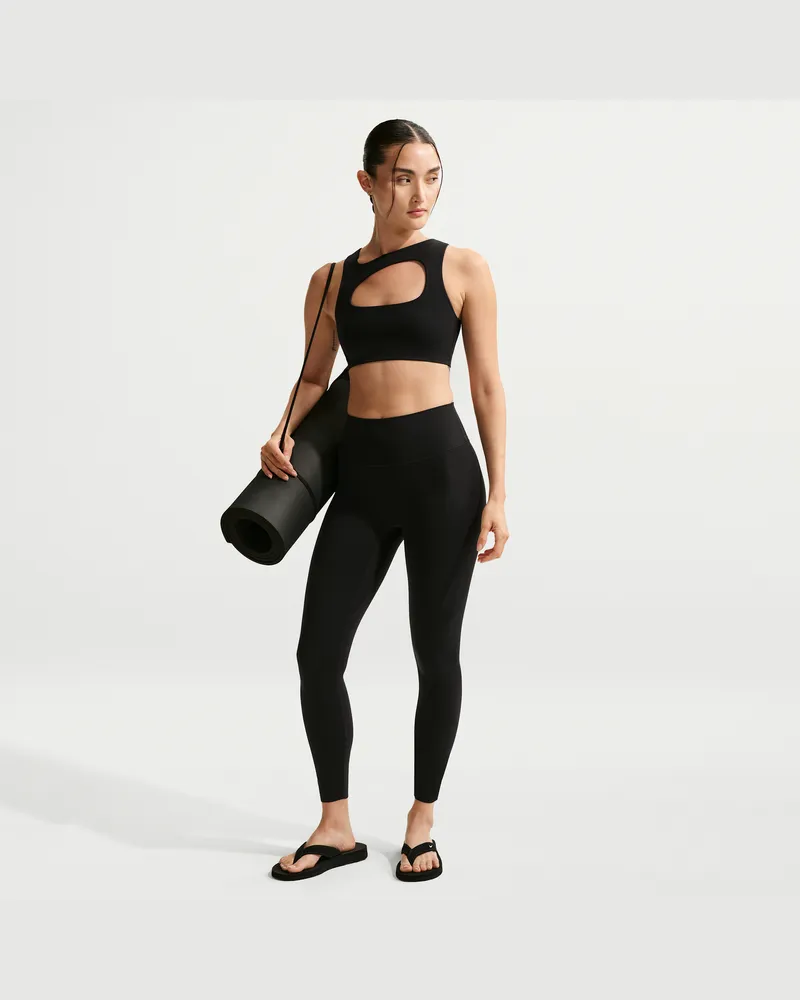Nike Zenvy 7/8-Leggings mit hohem Bund und ohne Frontnaht (Damen) - Schwarz Schwarz