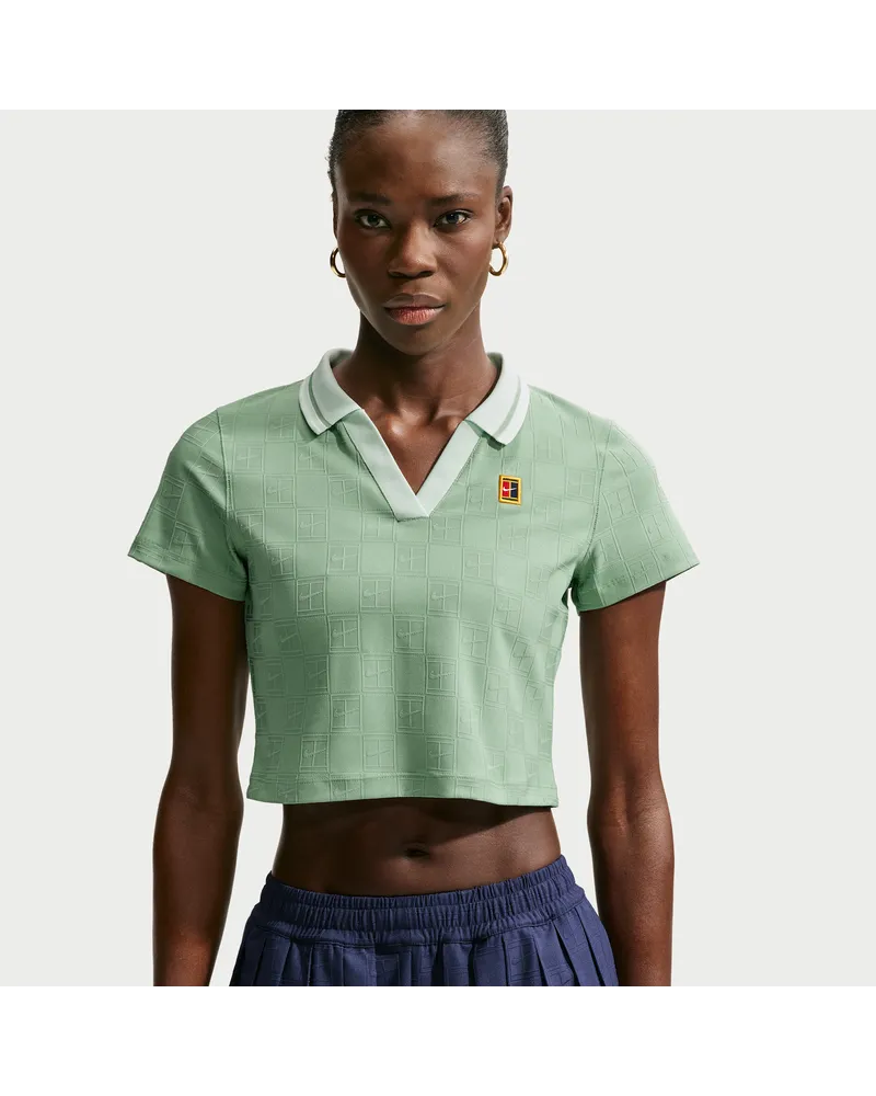 Nike Court Court Collection Dri-FIT Tennis Poloshirt mit verkürztem Schnitt (Damen) - Grün Grün