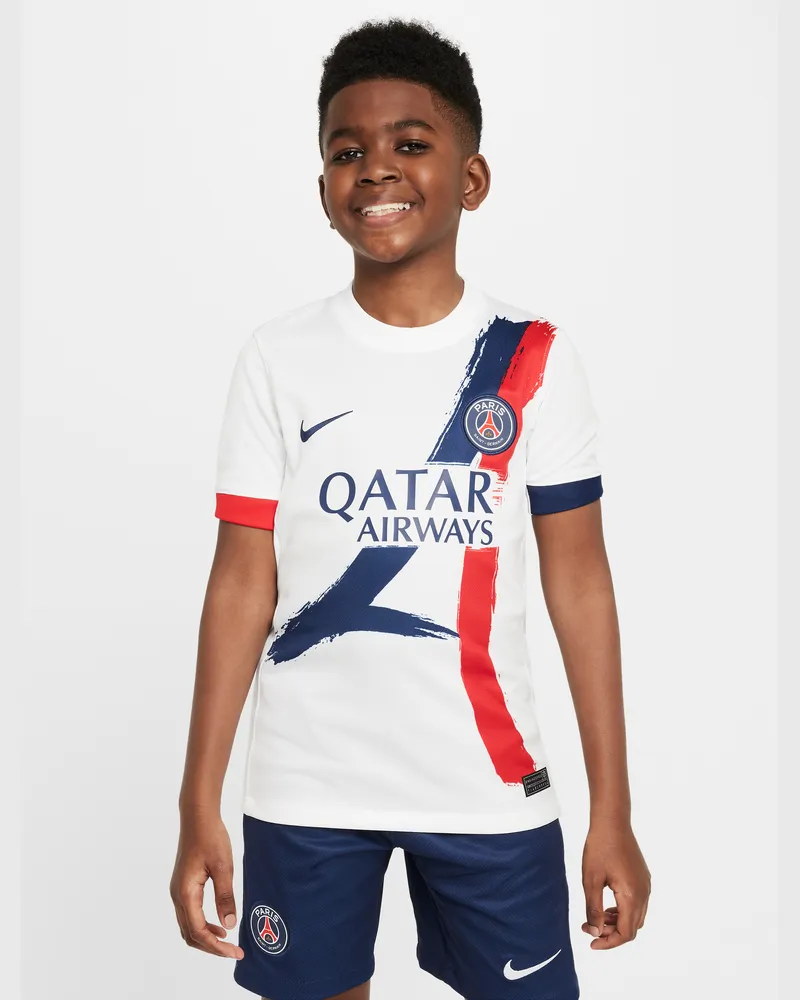 Nike Paris Saint-Germain 2024/25 Stadium Away  Replika-Fußballtrikot mit Dri-FIT-Technologie (ältere Kinder) - Weiß Weiß