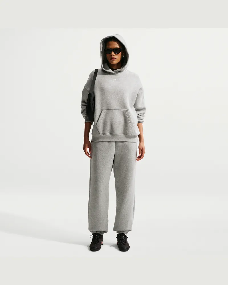 Nike Studio Fleece Oversize-Hose aus mittelschwerem Material mit hohem Bund und Bündchen (Damen) - Grau Grau