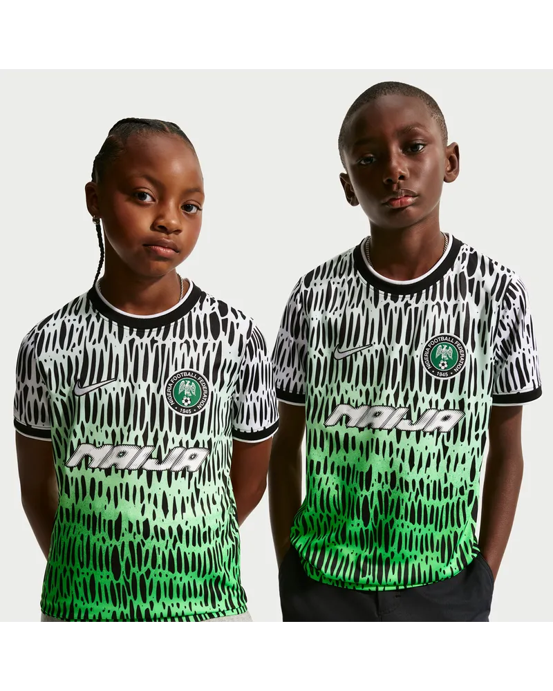 Nike x Nigeria x Slawn Dri-FIT kurzärmliges Fußballoberteil (ältere Kinder) - Schwarz Schwarz