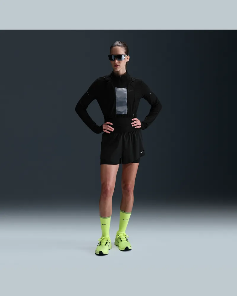 Nike Swft Dri-FIT 2-in-1-Laufshorts mit mittelhohem Bund (Damen) - Schwarz Schwarz