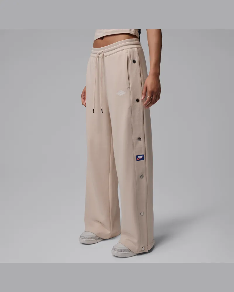 Jordan Flight Fleece Hose aus French Terry mit Druckknöpfen (Damen) - Weiß Weiß