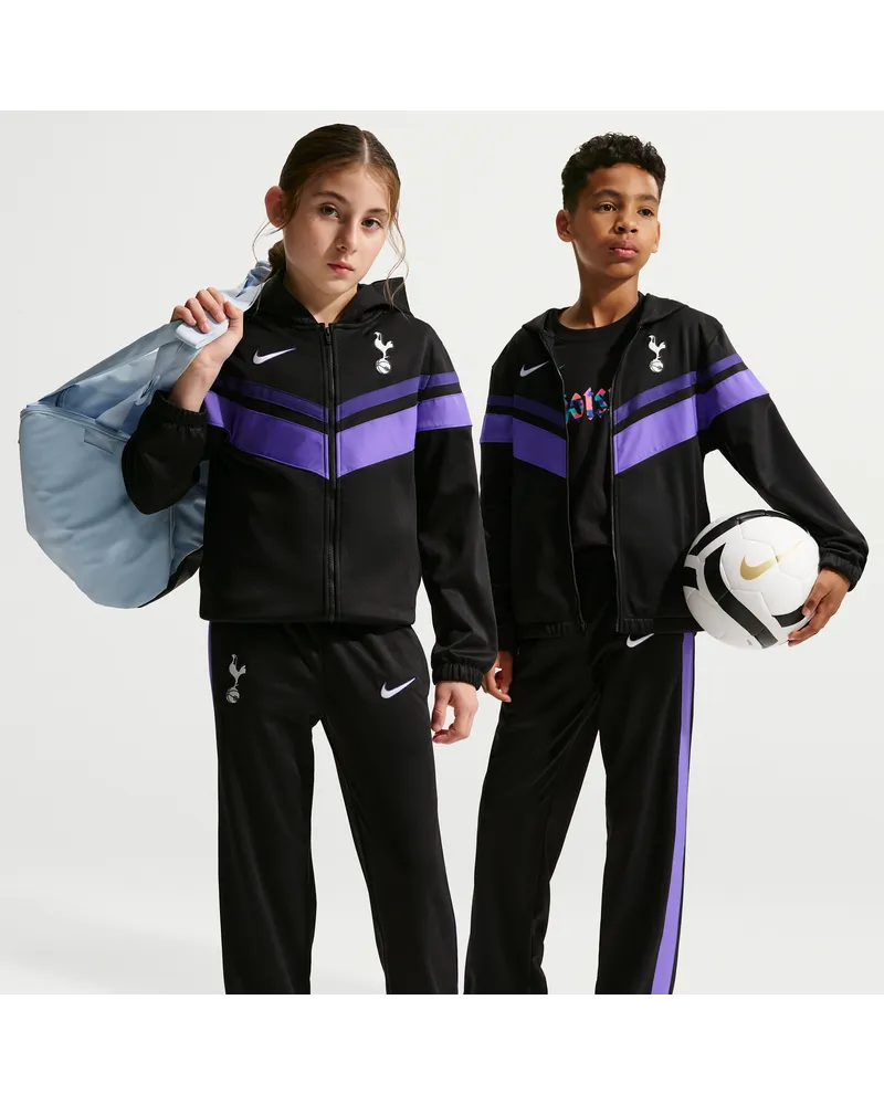 Nike Tottenham Hotspur Third  Dri-FIT Fußball-Trainingsanzug mit Kapuze (ältere Kinder) - Schwarz Schwarz