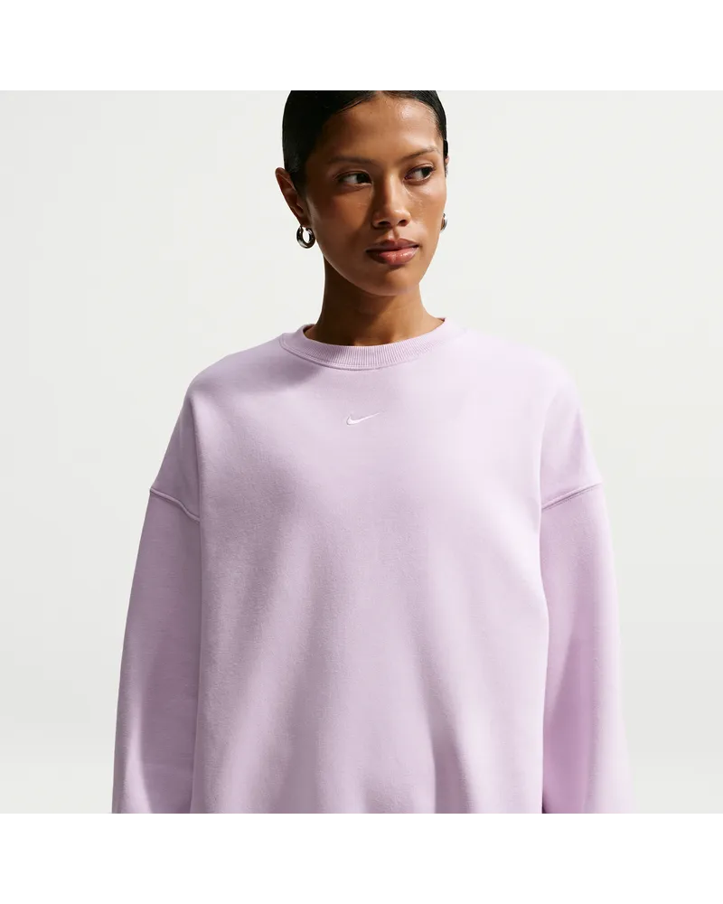 Nike Studio Fleece mittelschweres Material Oversize-Rundhalsshirt (Damen) - Lila Lila