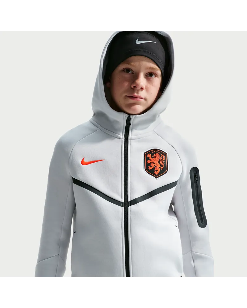 Nike Niederlande Tech Fleece  Fußball-Hoodie mit durchgehendem Reißverschluss für ältere Kinder (Jungen) - Grau Grau