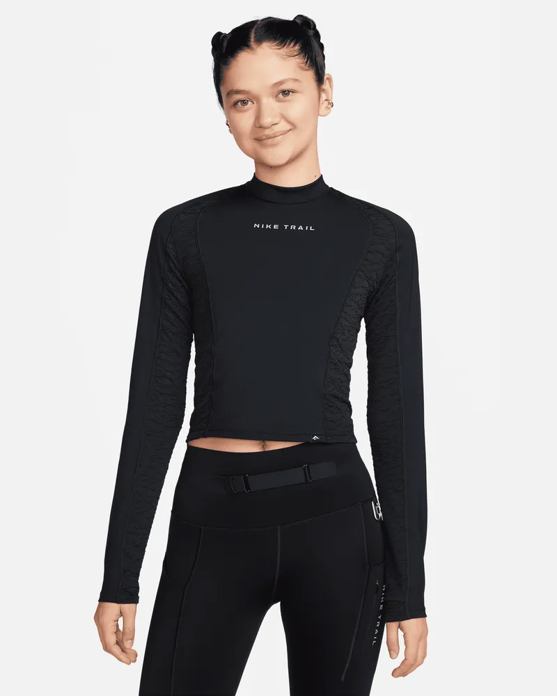 Nike Trail Dri-FIT Longsleeve-Laufobertel für Damen - Schwarz Schwarz