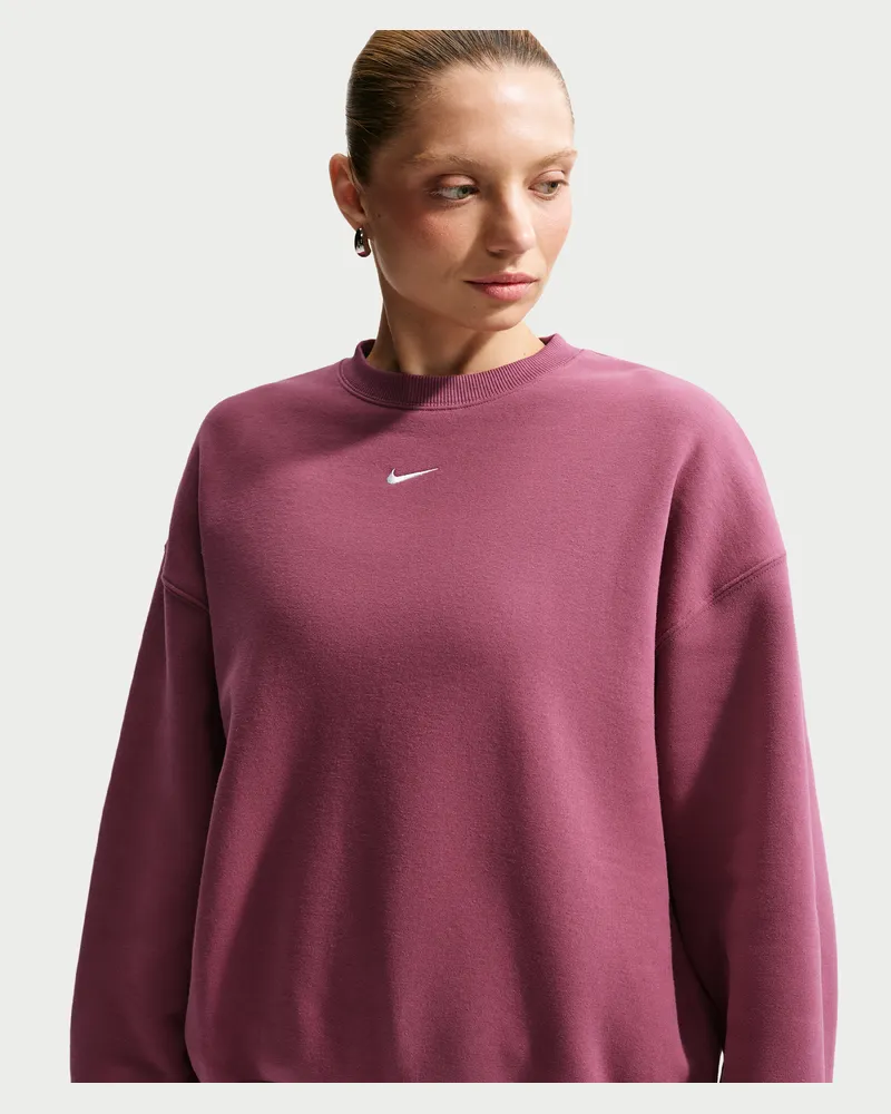 Nike Studio Fleece mittelschweres Material Oversize-Rundhalsshirt (Damen) - Rot Rot