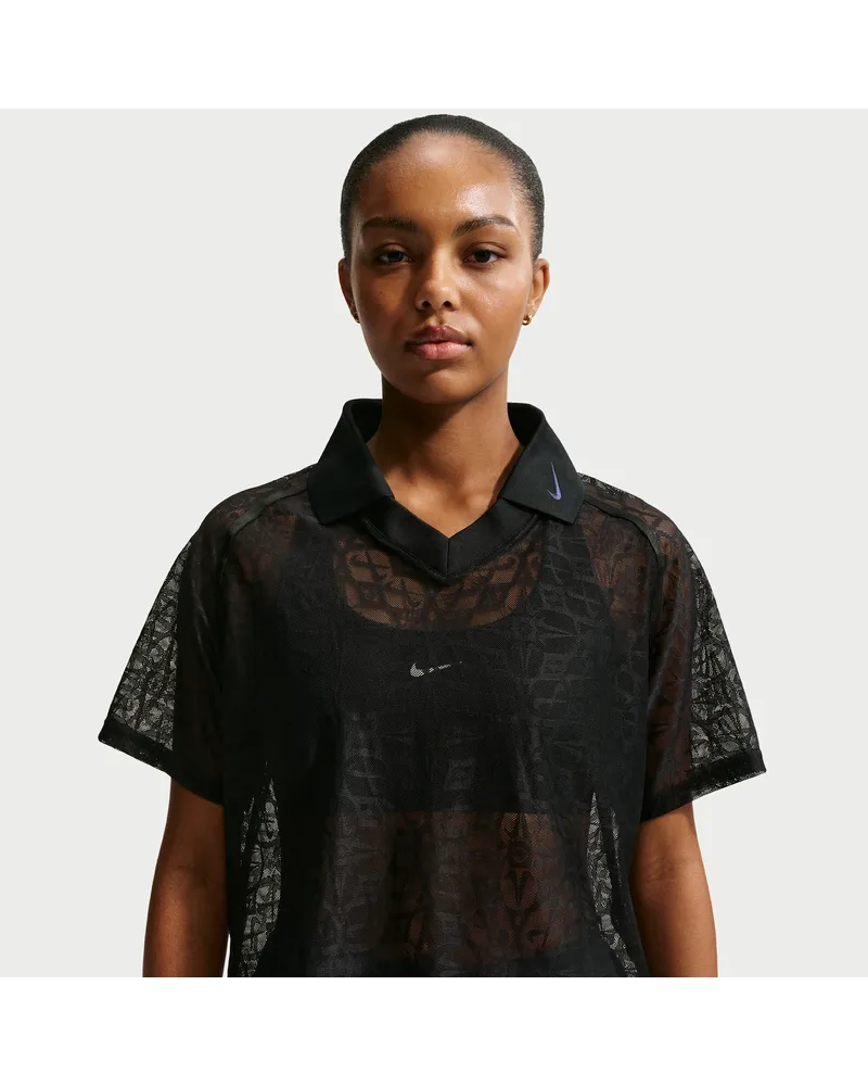 Nike lockeres Lace Polo Jersey-Top (Damen) - Schwarz Schwarz