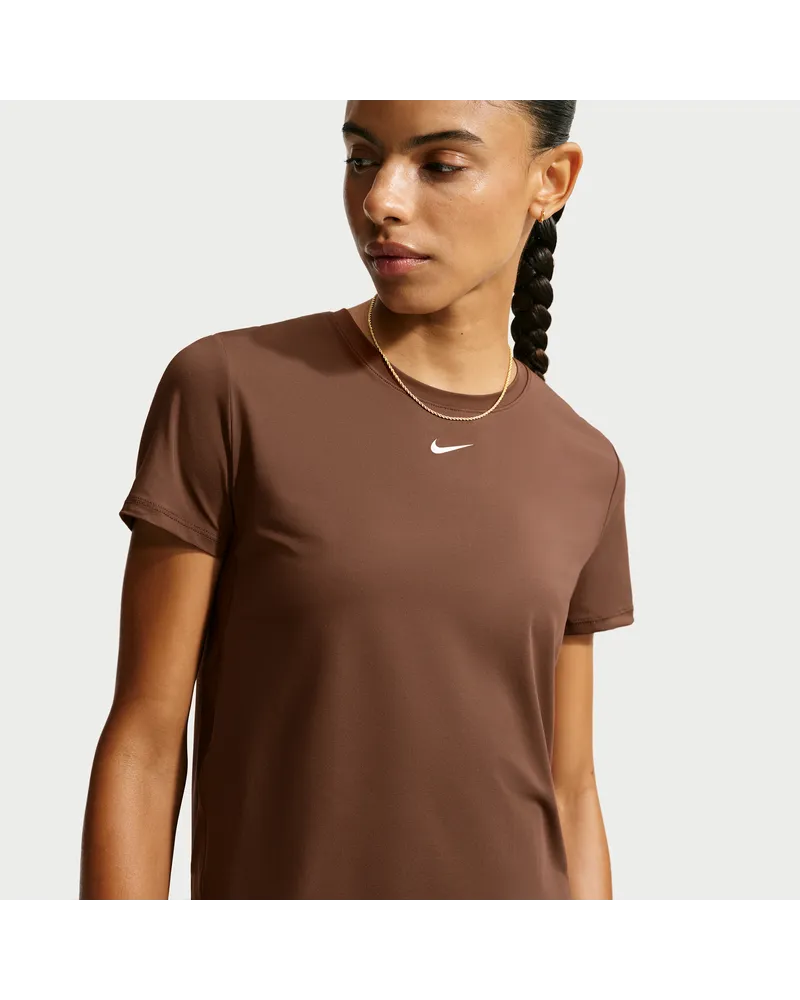 Nike One Classic Dri-FIT Kurzarm-Oberteil für Damen - Braun Braun