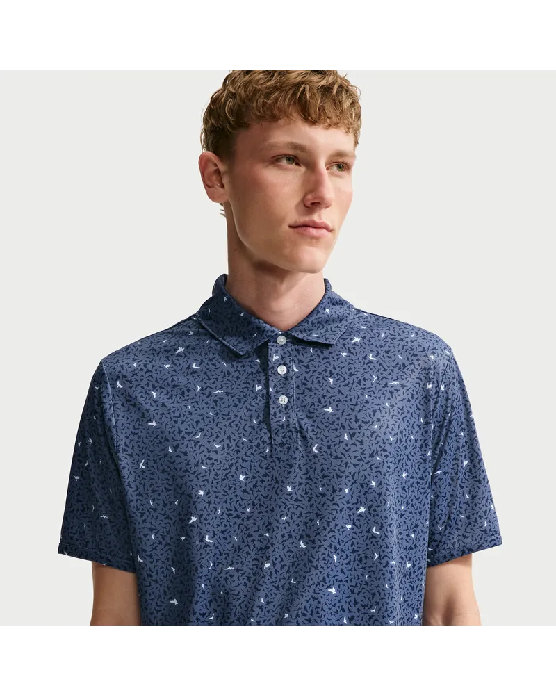 Nike Par Dri-FIT Golf-Poloshirt mit Vogel-Mikro-Print (Herren) - Blau Blau
