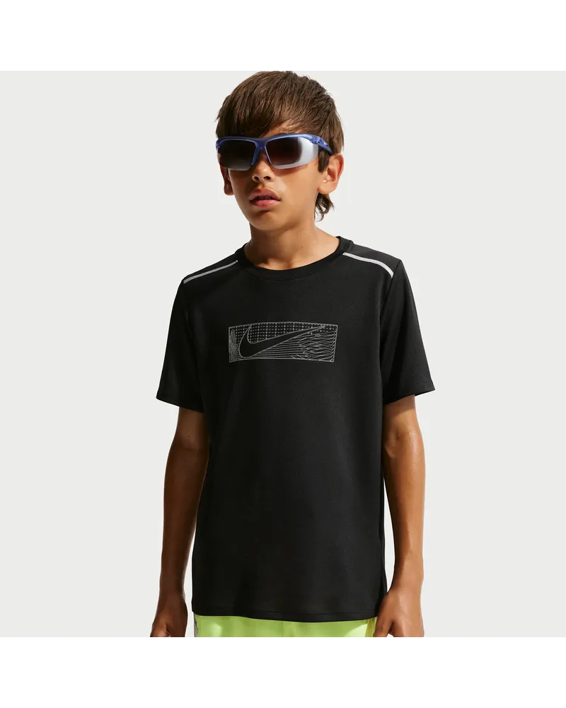 Nike Miler Kurzarmshirt (ältere Kinder, Jungen) - Schwarz Schwarz