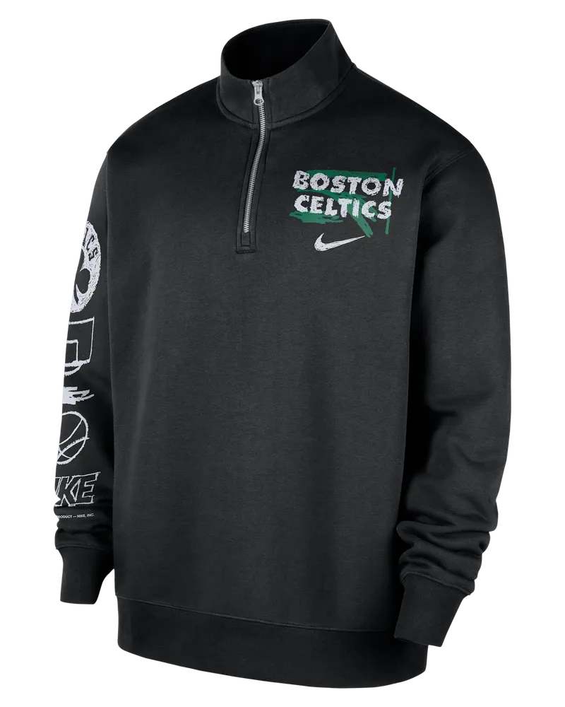 Nike Boston Celtics Courtside  NBA Club Oberteil mit Halbreißverschluss für Herren - Schwarz Schwarz