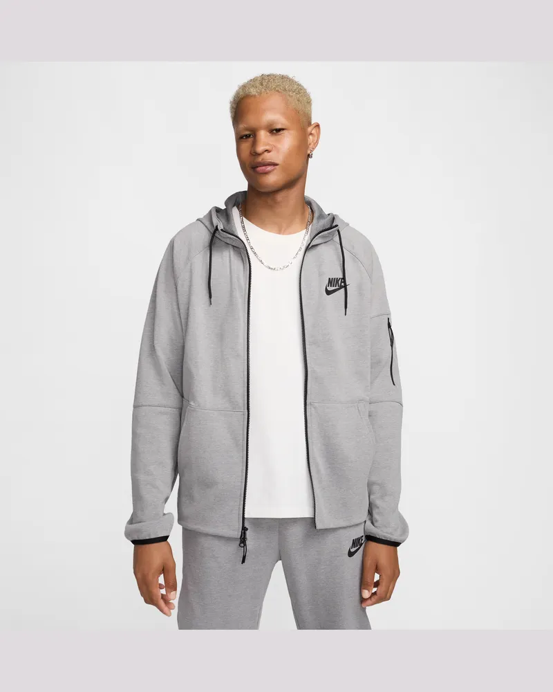 Nike Tech Essentials Fleece-Hoodie mit durchgehendem Reißverschluss für Herren - Grau Grau