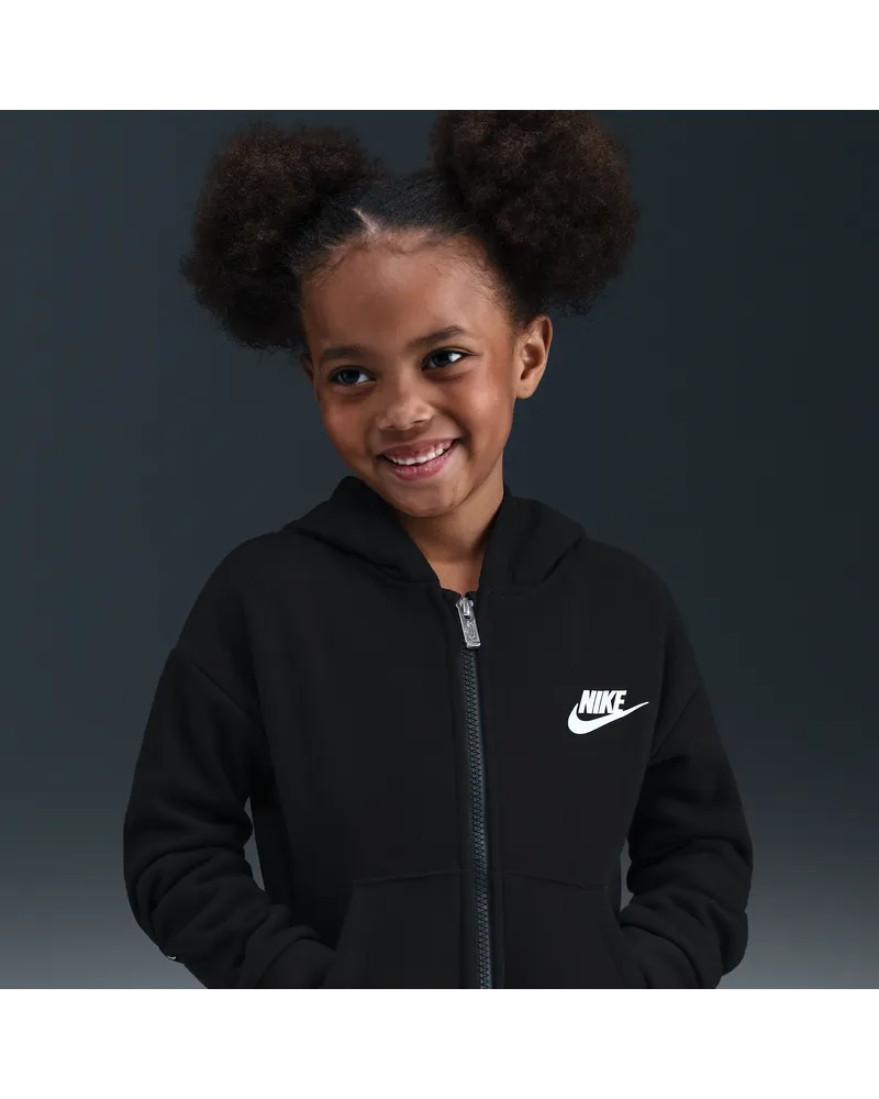 Nike Club Fleece Hoodie mit durchgehendem Reißverschluss für jüngere Kinder - Schwarz Schwarz