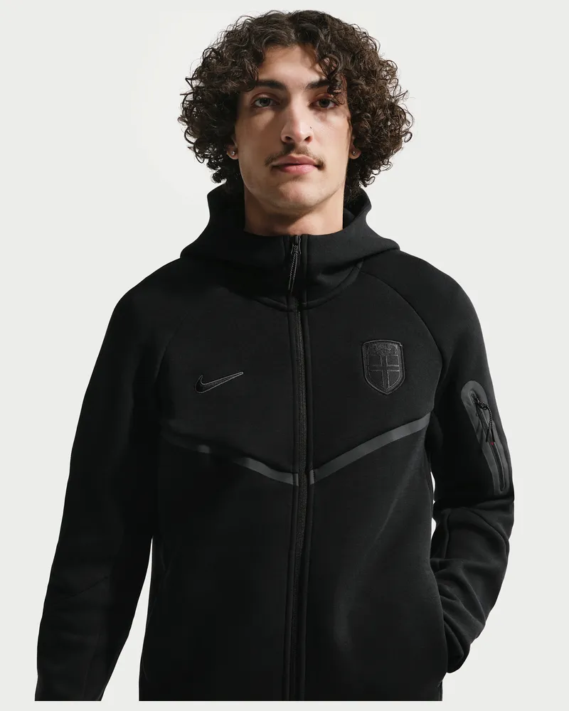 Nike Norwegen Tech Fleece Windrunner  Football Hoodie mit durchgehendem Reißverschluss (Herren) - Schwarz Schwarz
