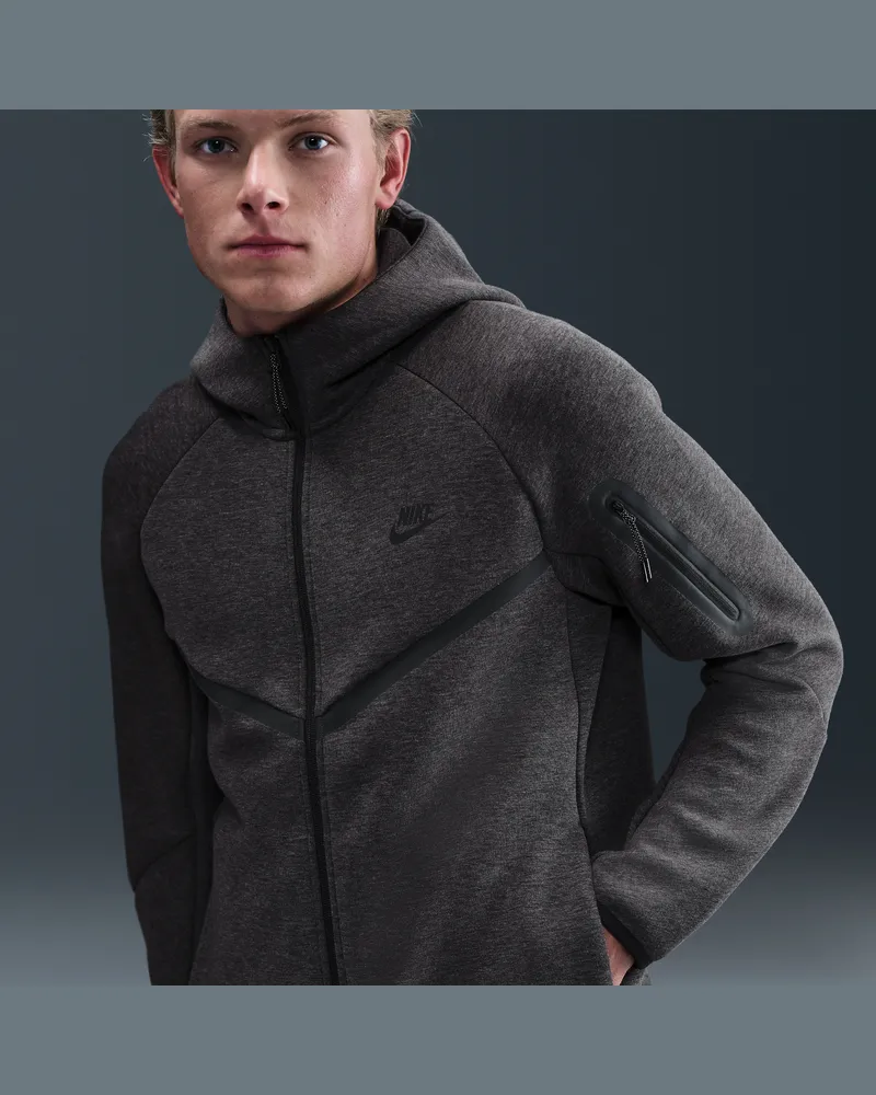 Nike Tech Windrunner-Jacke aus Fleece mit durchgehendem Reißverschluss (Herren) - Schwarz Schwarz