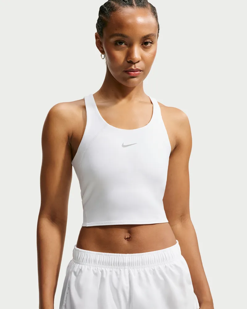 Nike Tempo verkürztes Sport-BH-Tanktop mit mittlerem Halt - Weiß Weiß