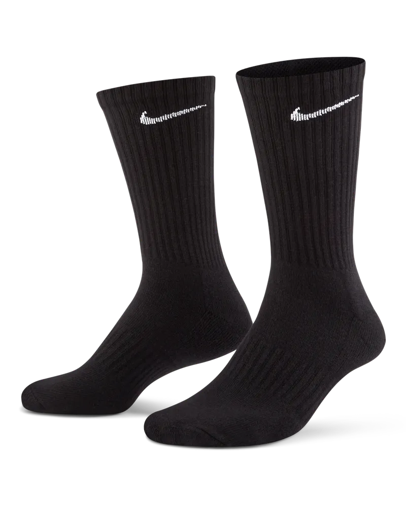 Nike Everyday Cushioned Crew-Trainingssocken (3 Paar) - Schwarz Schwarz