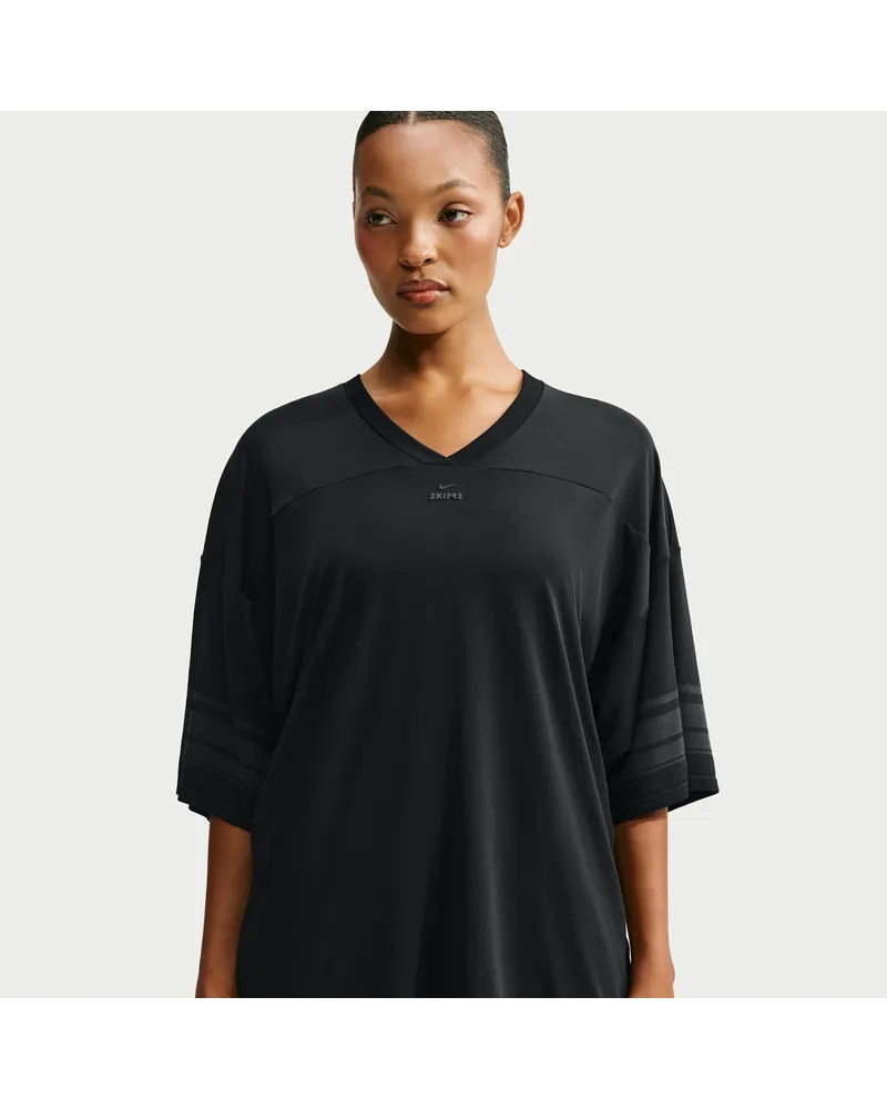 Nike SKIMS Stretch Knit Oversize-Oberteil mit V-Ausschnitt (Damen) - Schwarz Schwarz