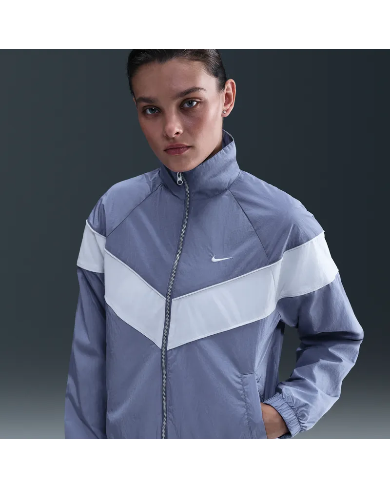 Nike Windrunner lockere UV-Webjacke mit durchgehendem Reißverschluss (Damen) - Blau Blau
