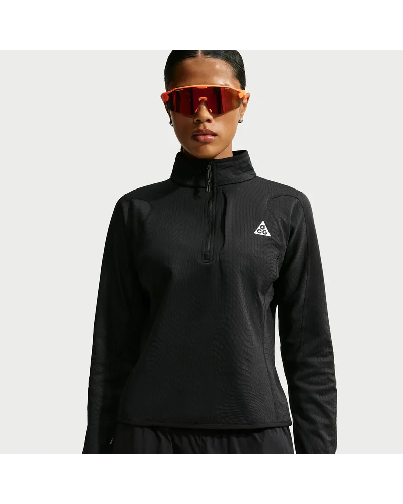 Nike ACG "Wolf Grid" Therma-FIT Wanderoberteil mit Halbreißverschluss (Damen) - Schwarz Schwarz