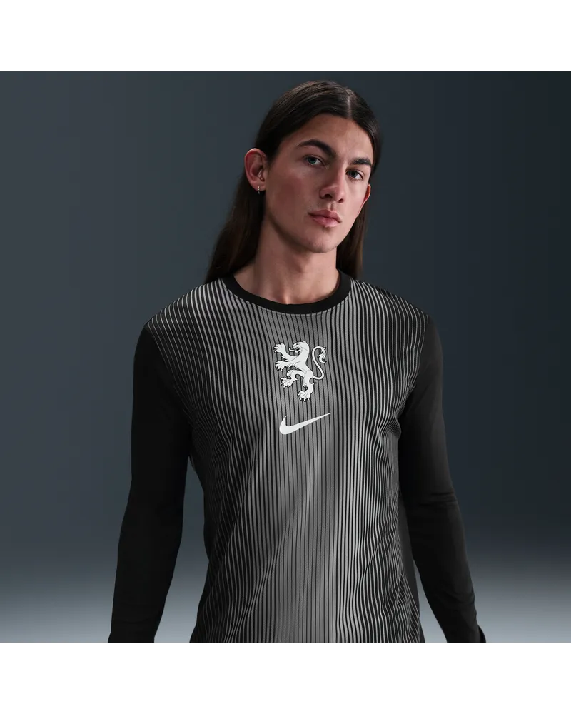 Nike Niederlande 2025/26 Stadium Goalkeeper  Replika-Longsleeve-Fußballtrikot mit Dri-FIT-Technologie (Herren) - Schwarz Schwarz