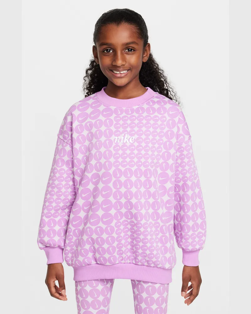 Nike Sportswear Club Fleece Oversize-Sweatshirt mit Rundhalsausschnitt für ältere Kinder (Mädchen) - Lila Lila