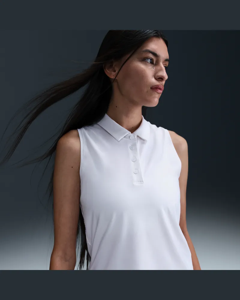 Nike Victory Dri-FIT ärmelloses Poloshirt (Damen) - Weiß Weiß