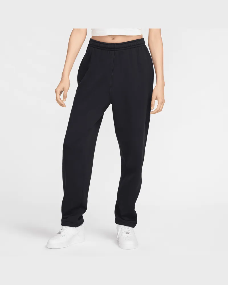 Nike Wool Classics Fleece-Hose mit offenem Saum - Schwarz Schwarz