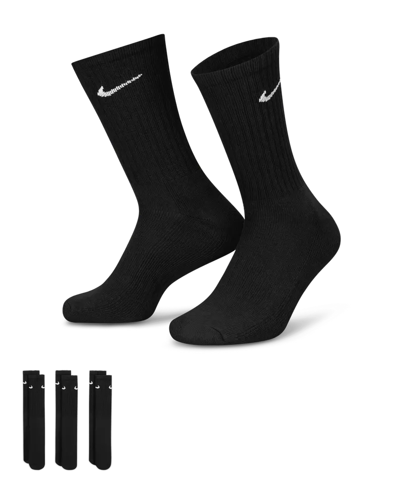 Nike Cushioned Crew-Trainingssocken (3 Paar) - Schwarz Schwarz