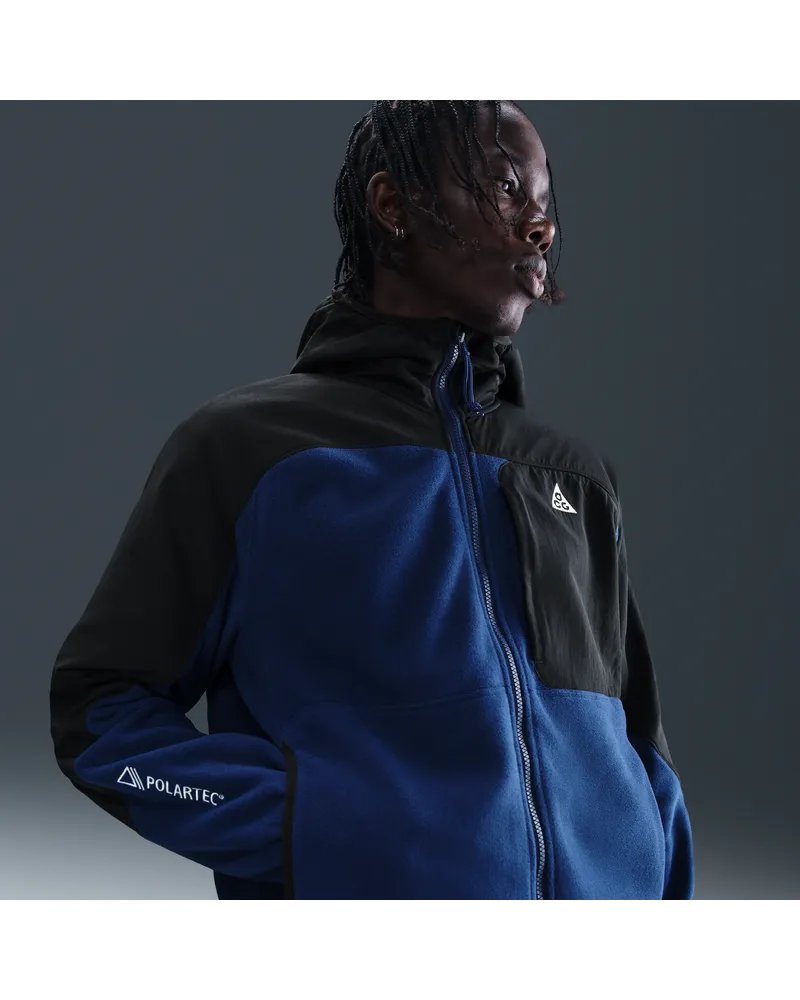 Nike ACG "Wolf Tree" Plus Midlayer mit Kapuze und durchgehendem Reißverschluss - Schwarz Schwarz
