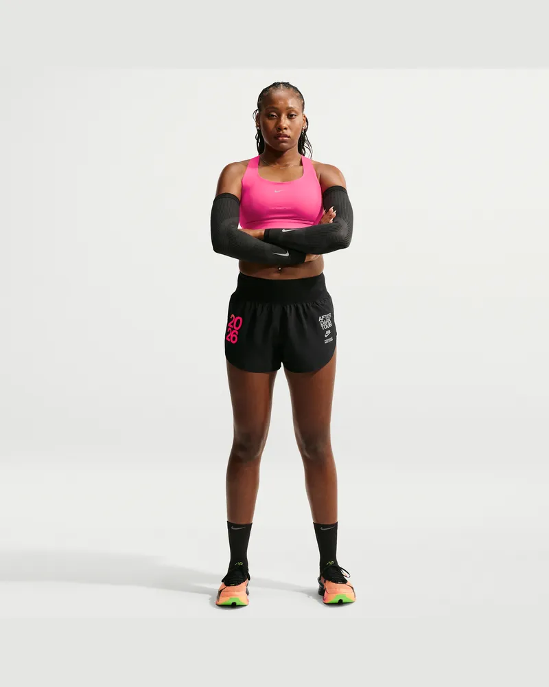Nike Flow After Dark Tour Laufshorts mit Slip und mittelhohem Bund (Damen) - Schwarz Schwarz