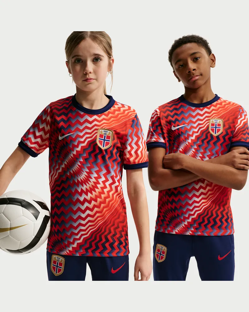 Nike Norwegen  Dri-FIT Pre-Match Fußball-Kurzarmshirt (ältere Kinder) - Rot Rot