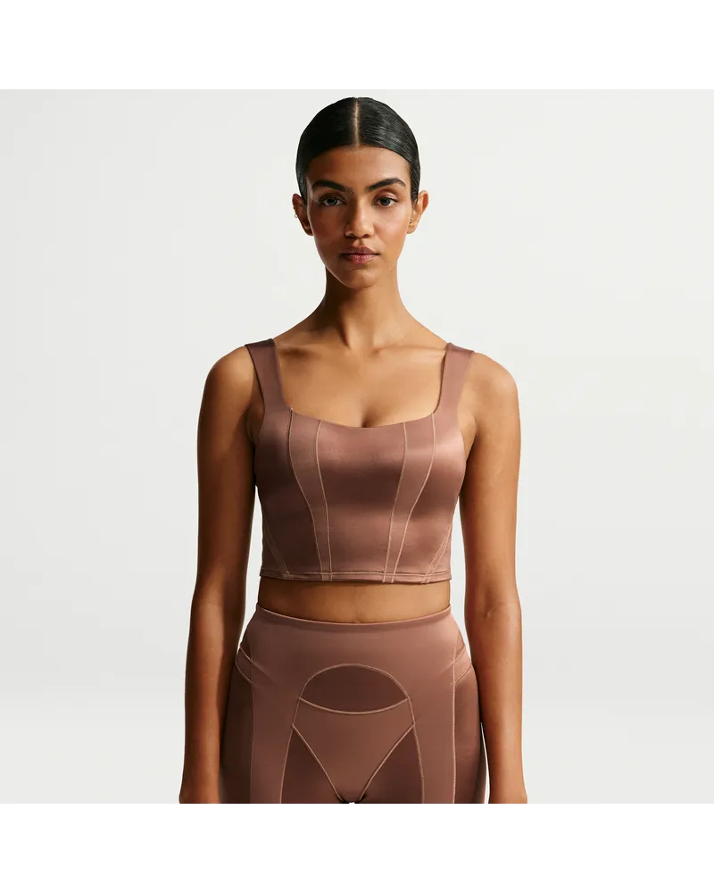 Nike SKIMS Satin Shine verkürztes Tanktop (Damen) - Braun Braun
