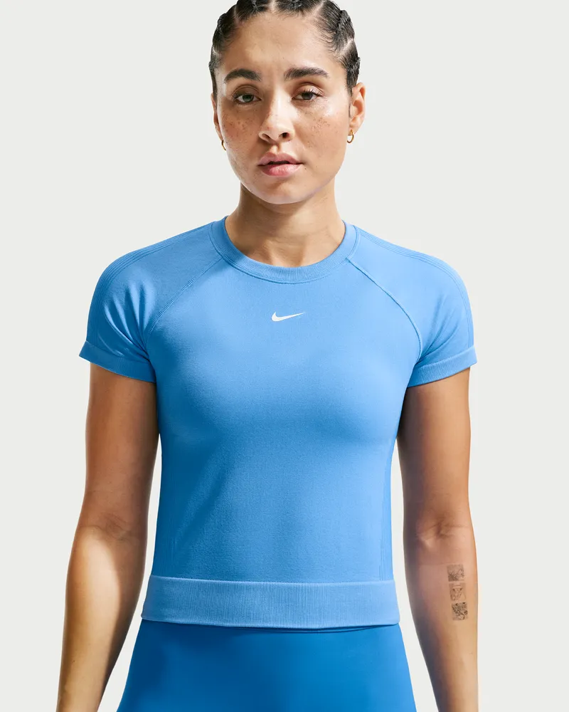 Nike Pro Seamless T-Shirt mit Dri-FIT-Technologie (Damen) - Blau Blau