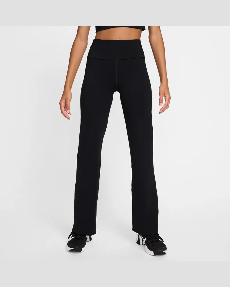 Nike One Dri-FIT-Hose mit umschlagbarem, hohem Bund (Damen) - Schwarz Schwarz
