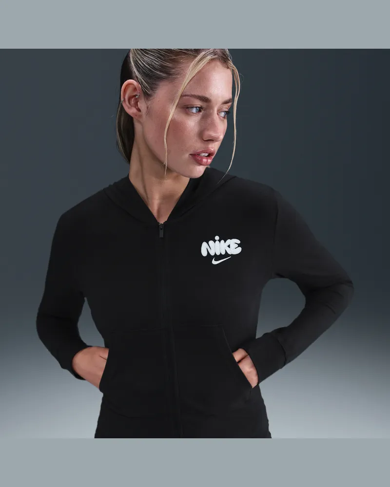Nike Sportswear Longsleeve mit Kapuze und durchgehendem Reißverschluss (Damen) - Schwarz Schwarz