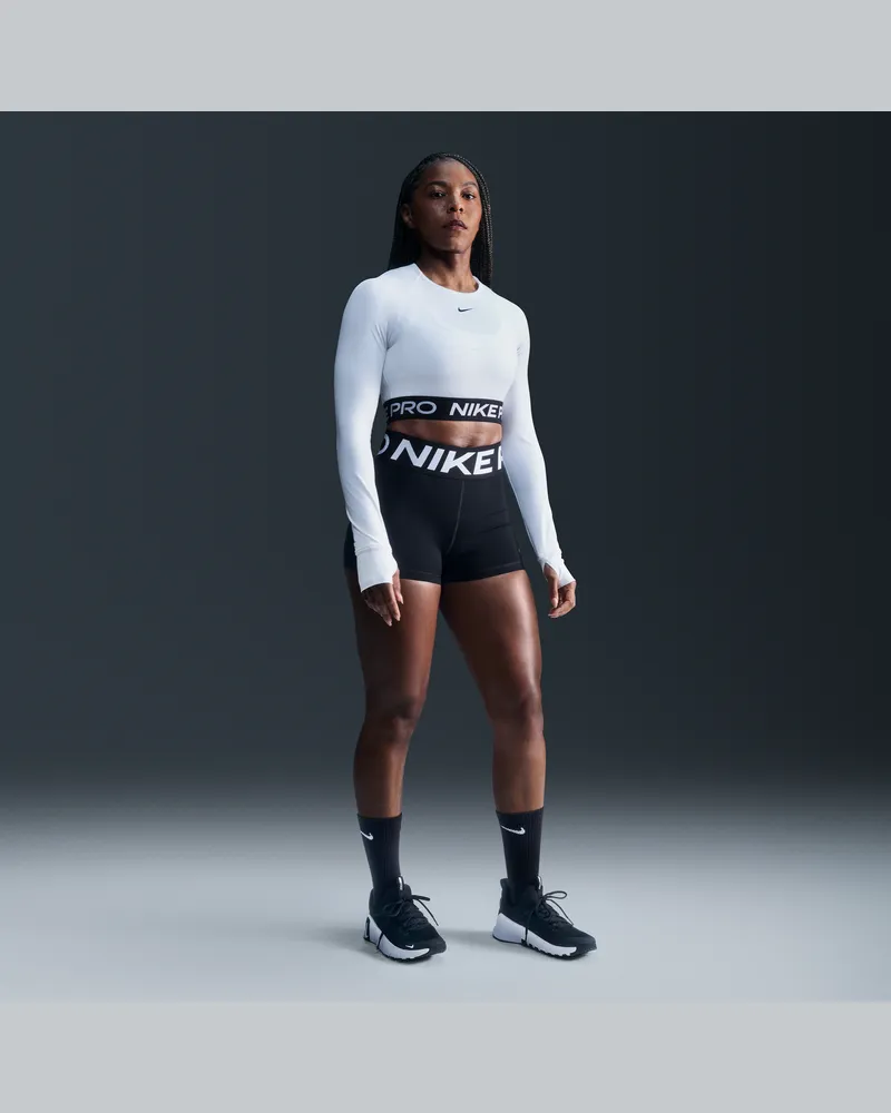 Nike Pro Sculpt Bike-Shorts (ca. 8 cm) mit hohem Taillenbund (Damen) - Schwarz Schwarz